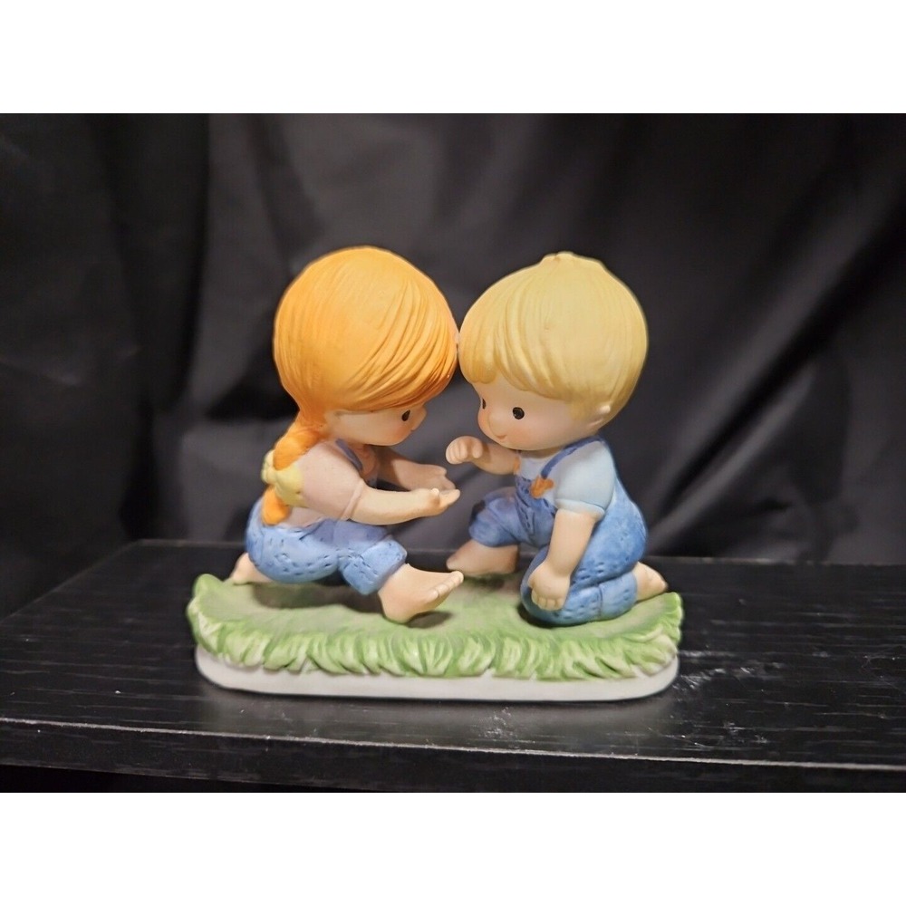 VTG 1980 Enesco Country Cousins Figurine - Katie & Scooter‎ Playing Hand Games